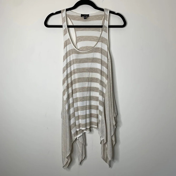 Aritzia Dilemma Tank Top Blouse Draped Stripe Flowy Sleeveless Cream White XS - Picture 8 of 15
